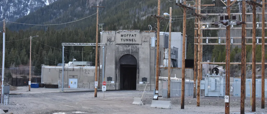 Moffat Tunnel in Colorado. A power substation is near the rail tunnel's entrance.