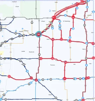 Map of Northeast Colorado road closures as of 4:30 a.m. December 27, 2023 - CDOT