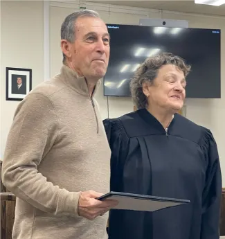 Kiowa County, Colorado, Commissioner Mike Lening taking the oath of office.