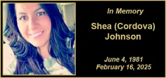 Memorial photo for Shea Lynn Cordova Johnson