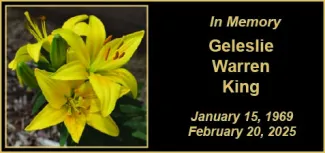 Memorial photo for Geleslie Warren King