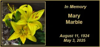Memorial photo for Mary Marble.