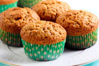 Plate with four peanut butter muffins
